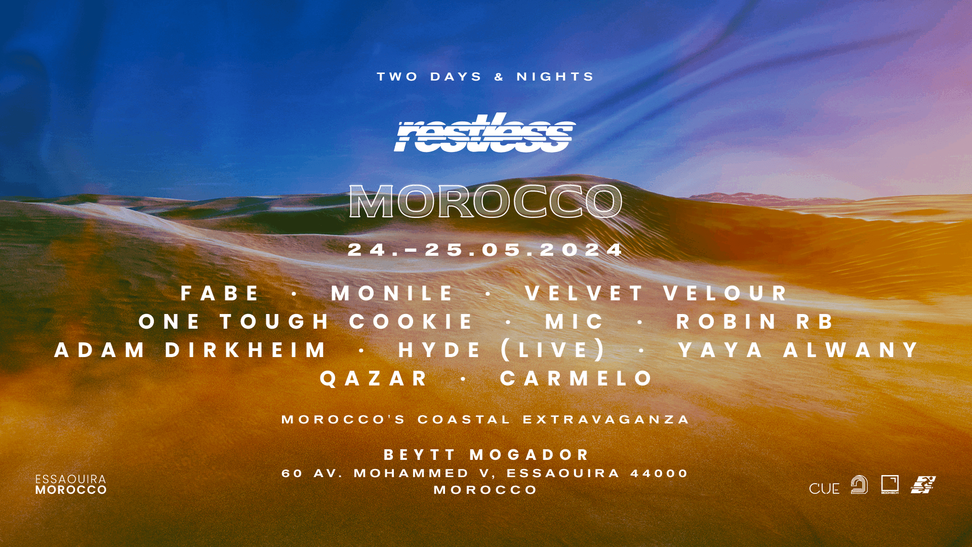 Restless Essaouira w/ FABE, MONILE, VELVET VELOUR & more